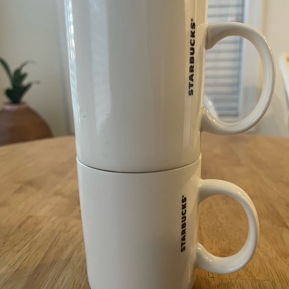 Starbucks Siren Logo White Coffee Mugs 2-12oz - Picture 4 of 11